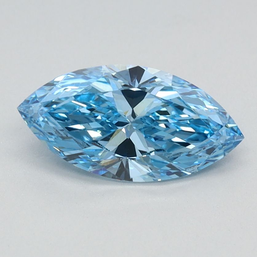 Lab-Grown Marquise Diamond - 0.74 Carats, Fancy Vivid Blue Color, VVS2 Clarity - Certified by IGI - Report Number: LG626424729
