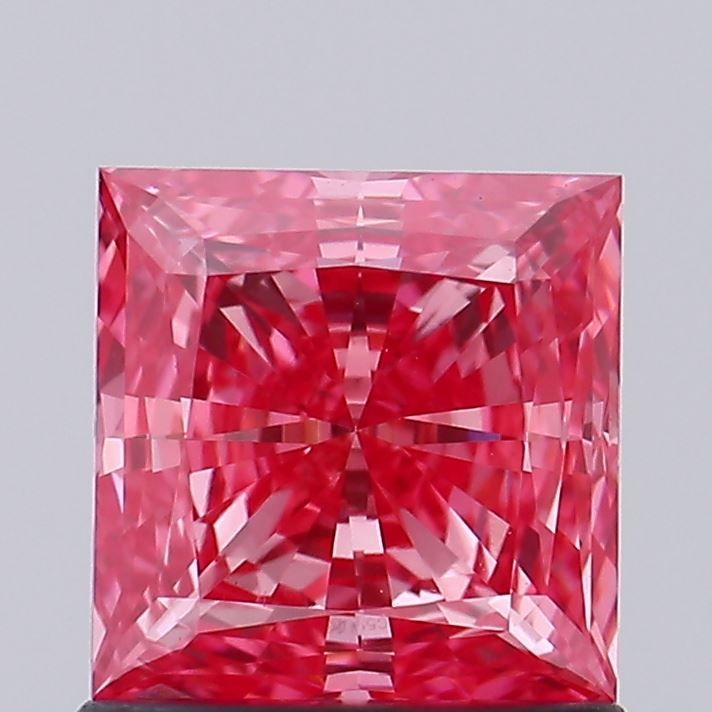 Lab-Grown Princess Diamond - 1.01 Carats, Fancy Vivid Pink Color, VS1 Clarity - Certified by IGI - Report Number: LG553230906