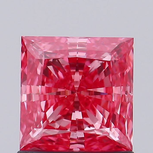 Lab-Grown Princess Diamond - 1.01 Carats, Fancy Vivid Pink Color, VS1 Clarity - Certified by IGI - Report Number: LG553230906