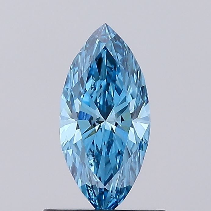 Lab-Grown Marquise Diamond - 0.67 Carats, Fancy Vivid Blue Color, VS1 Clarity - Certified by IGI - Report Number: LG639481781