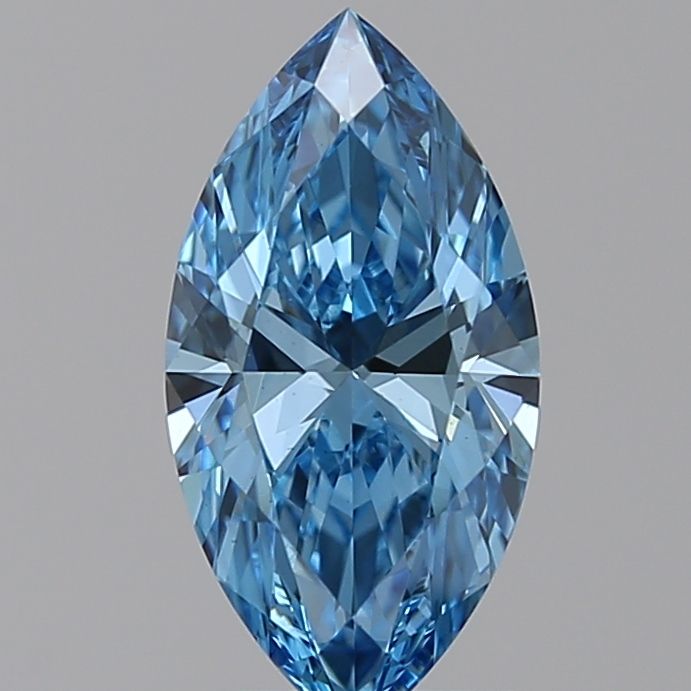 Lab-Grown Marquise Diamond - 0.89 Carats, Fancy Vivid Blue Color, VS1 Clarity - Certified by IGI - Report Number: LG586339769