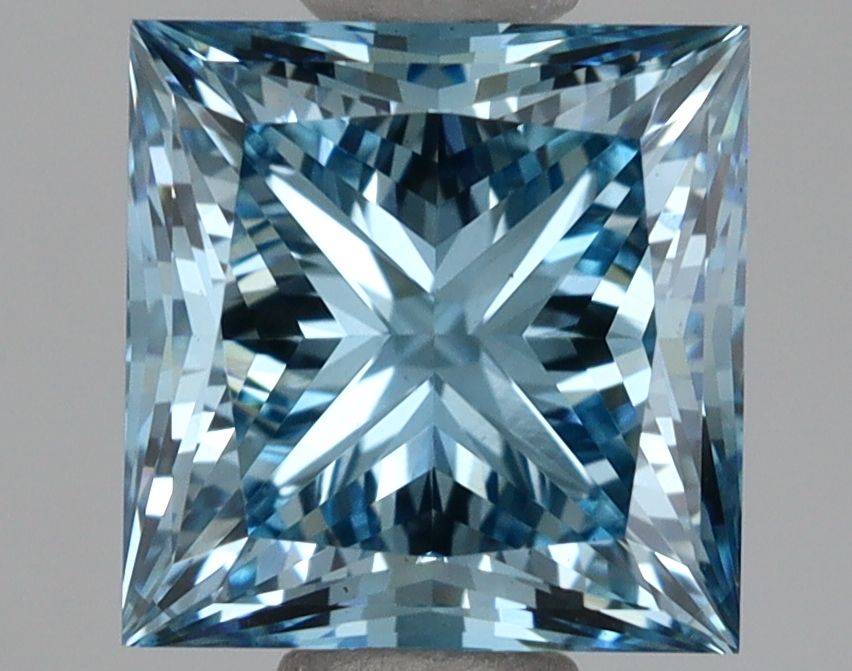 Lab-Grown Princess Diamond - 1.65 Carats, Fancy Vivid Blue Color, VS1 Clarity - Certified by IGI - Report Number: LG662408634