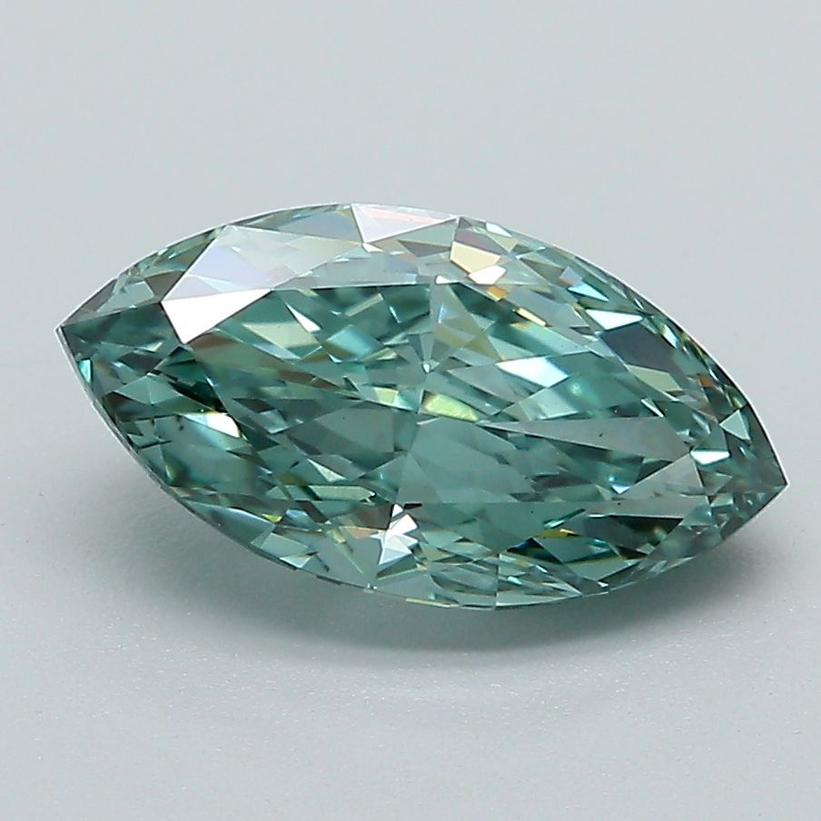 Lab-Grown Marquise Diamond - 2.08 Carats, Fancy Vivid Green Color, VS1 Clarity - Certified by IGI - Report Number: LG636490271