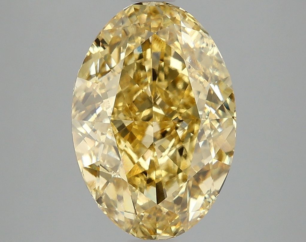 Lab-Grown Oval Diamond - 4.03 Carats, Fancy Vivid Yellow Color, VS2 Clarity - Certified by IGI - Report Number: LG671489171