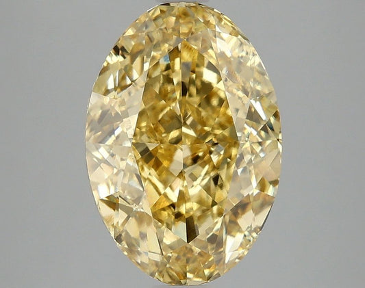 Lab-Grown Oval Diamond - 4.03 Carats, Fancy Vivid Yellow Color, VS2 Clarity - Certified by IGI - Report Number: LG671489171