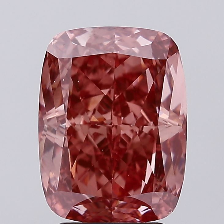 Lab-Grown Cushion Diamond - 4.01 Carats, Fancy Vivid Brownish Pink Color, VS1 Clarity - Certified by IGI - Report Number: LG638498805