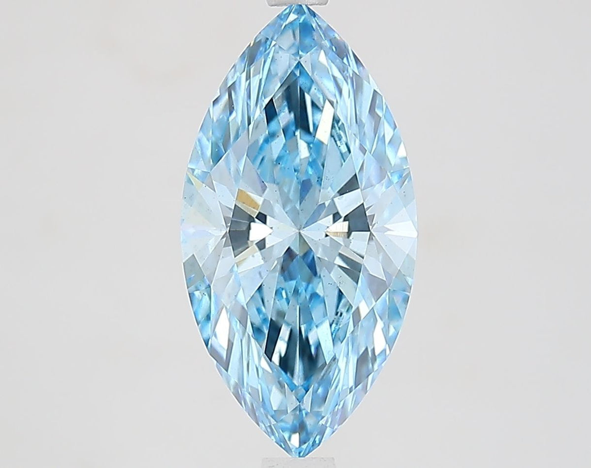 Lab-Grown Marquise Diamond - 2.59 Carats, Fancy Vivid Blue Color, VS2 Clarity - Certified by IGI - Report Number: LG652456852