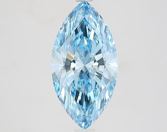 Lab-Grown Marquise Diamond - 2.59 Carats, Fancy Vivid Blue Color, VS2 Clarity - Certified by IGI - Report Number: LG652456852