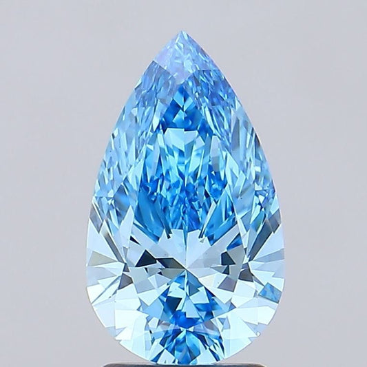 Lab-Grown Pear Diamond - 2.05 Carats, Fancy Vivid Blue Color, VS1 Clarity - Certified by IGI - Report Number: LG689507051