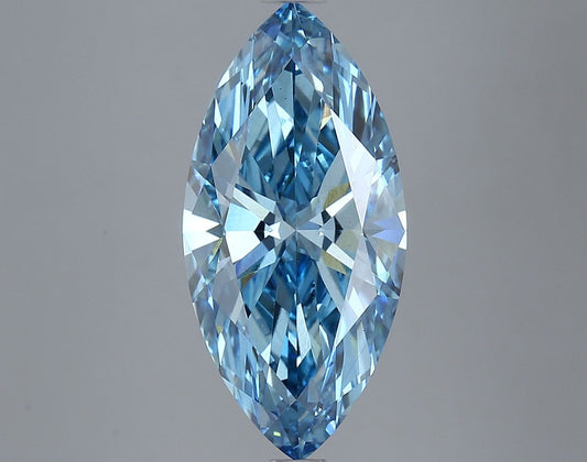 Lab-Grown Marquise Diamond - 4.1 Carats, Fancy Vivid Blue Color, VS1 Clarity - Certified by IGI - Report Number: LG634405680
