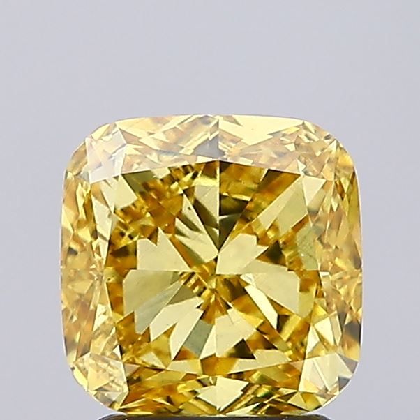 Lab-Grown Cushion Diamond - 2.45 Carats, Fancy Vivid Yellow Color, VS2 Clarity - Certified by IGI - Report Number: LG683510734