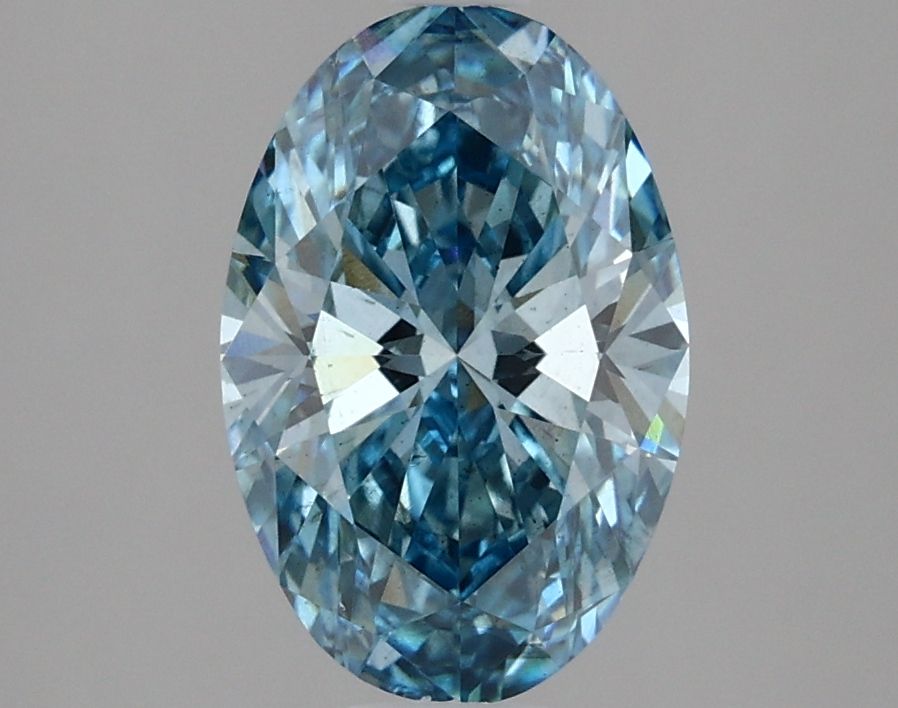 Lab-Grown Oval Diamond - 2.0 Carats, Fancy Vivid Blue Color, VS2 Clarity - Certified by IGI - Report Number: LG634425262