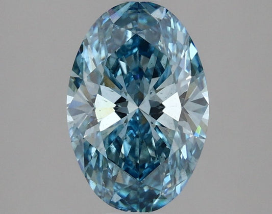 Lab-Grown Oval Diamond - 2.0 Carats, Fancy Vivid Blue Color, VS2 Clarity - Certified by IGI - Report Number: LG634425262