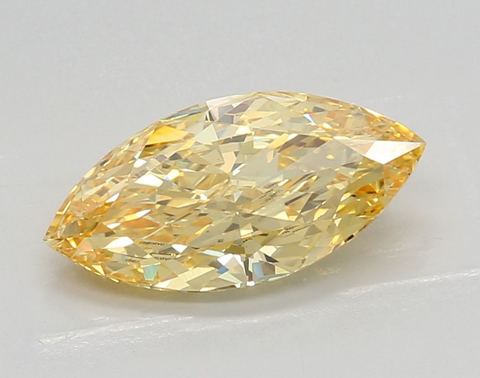 Lab-Grown Marquise Diamond - 2.1 Carats, Fancy Vivid Yellow Color, VS1 Clarity - Certified by IGI - Report Number: LG642458907