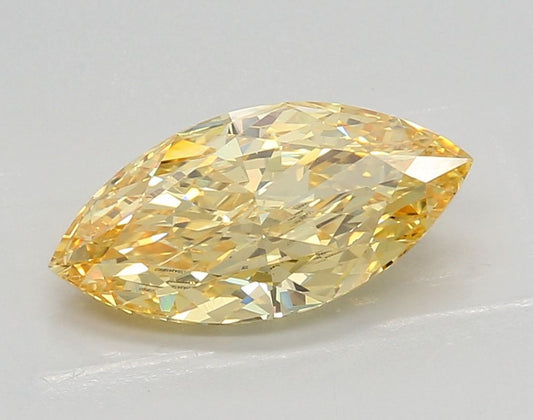 Lab-Grown Marquise Diamond - 2.1 Carats, Fancy Vivid Yellow Color, VS1 Clarity - Certified by IGI - Report Number: LG642458907