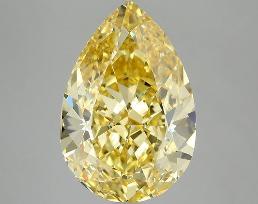 Lab-Grown Pear Diamond - 6.05 Carats, Fancy Vivid Yellow Color, VS1 Clarity - Certified by IGI - Report Number: LG668461031