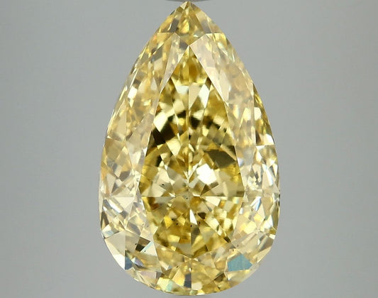 Lab-Grown Pear Diamond - 4.99 Carats, Fancy Vivid Yellow Color, VS2 Clarity - Certified by IGI - Report Number: LG660418730