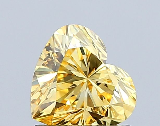 Lab-Grown Heart Diamond - 1.03 Carats, Fancy Vivid Yellow Color, VS2 Clarity - Certified by IGI - Report Number: LG627449496