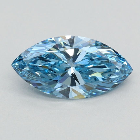 Lab-Grown Marquise Diamond - 0.81 Carats, Fancy Vivid Blue Color, VS1 Clarity - Certified by IGI - Report Number: LG626424691
