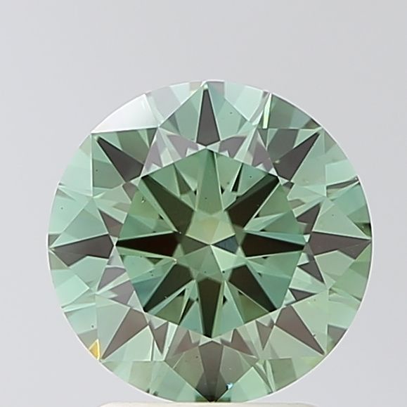 Lab-Grown Round Diamond - 2.0 Carats, Fancy Vivid Green Color, VS1 Clarity - Certified by IGI - Report Number: LG678574639