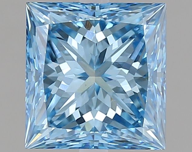 Lab-Grown Princess Diamond - 1.74 Carats, Fancy Vivid Blue Color, VS1 Clarity - Certified by IGI - Report Number: LG620435840