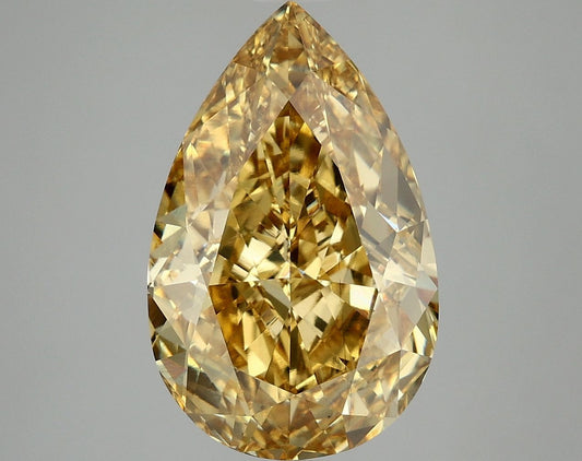 Lab-Grown Pear Diamond - 6.09 Carats, Fancy Vivid Yellow Color, VS2 Clarity - Certified by IGI - Report Number: LG668468322