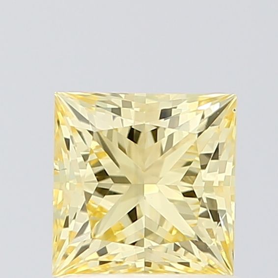 Lab-Grown Princess Diamond - 1.03 Carats, Fancy Intense Yellow Color, VS2 Clarity - Certified by IGI - Report Number: 631431553