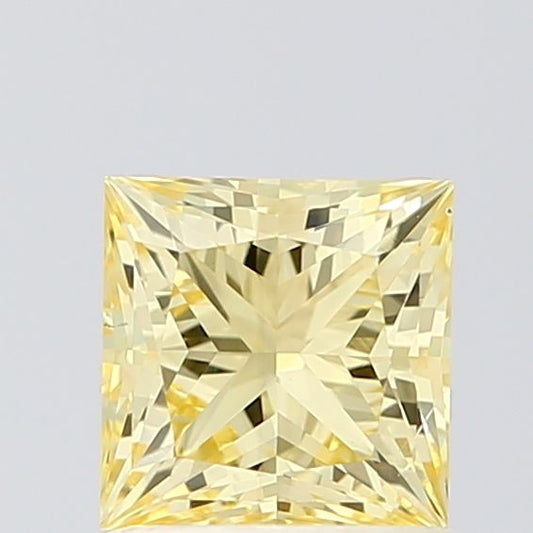 Lab-Grown Princess Diamond - 1.03 Carats, Fancy Intense Yellow Color, VS2 Clarity - Certified by IGI - Report Number: 631431553
