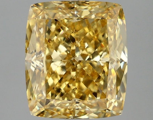 Lab-Grown Cushion Diamond - 4.02 Carats, Fancy Vivid Yellow Color, VS1 Clarity - Certified by IGI - Report Number: LG671489168