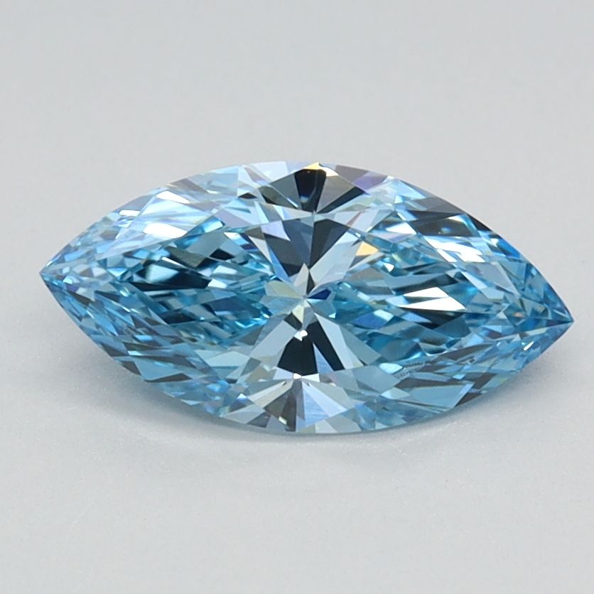 Lab-Grown Marquise Diamond - 0.75 Carats, Fancy Vivid Blue Color, VVS2 Clarity - Certified by IGI - Report Number: LG626424721