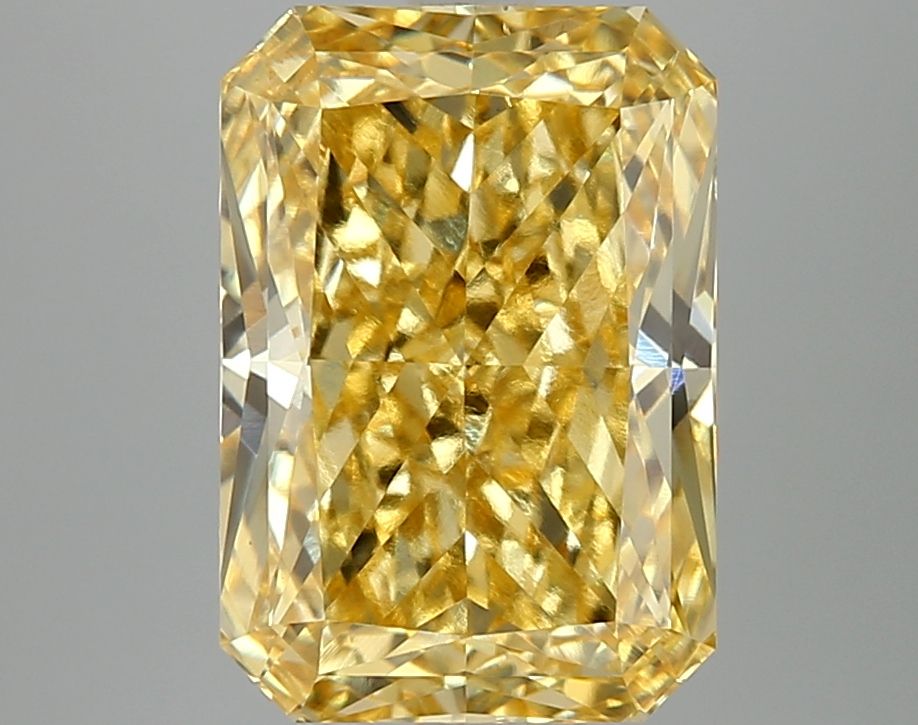 Lab-Grown Radiant Diamond - 5.08 Carats, Fancy Vivid Yellow Color, VS2 Clarity - Certified by IGI - Report Number: LG660496237
