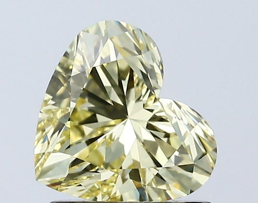 Lab-Grown Heart Diamond - 1.05 Carats, Fancy Intense Yellow Color, VVS2 Clarity - Certified by IGI - Report Number: LG671438989