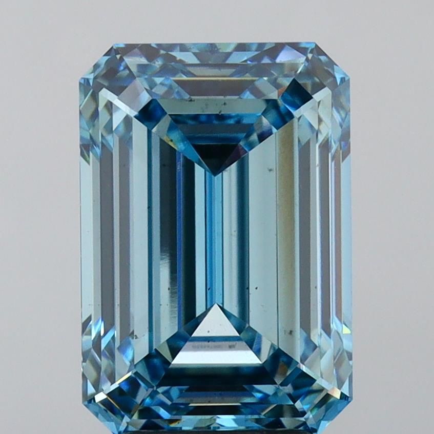 Lab-Grown Emerald Diamond - 5.09 Carats, Fancy Vivid Blue Color, VS2 Clarity - Certified by IGI - Report Number: LG667449315
