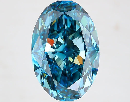 Lab-Grown Oval Diamond - 6.05 Carats, Fancy Vivid Blue Color, VVS2 Clarity - Certified by IGI - Report Number: LG642418092