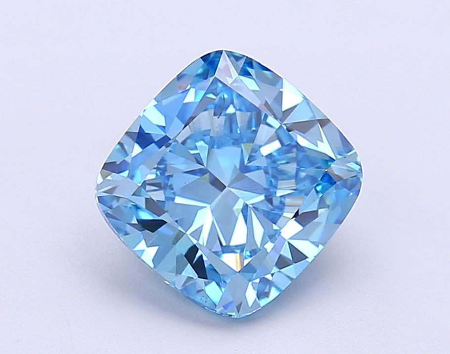 Lab-Grown Cushion Diamond - 3.01 Carats, Fancy Vivid Blue Color, VS1 Clarity - Certified by IGI - Report Number: LG684510351