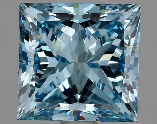 Lab-Grown Princess Diamond - 1.99 Carats, Fancy Vivid Blue Color, VS1 Clarity - Certified by IGI - Report Number: LG625410018