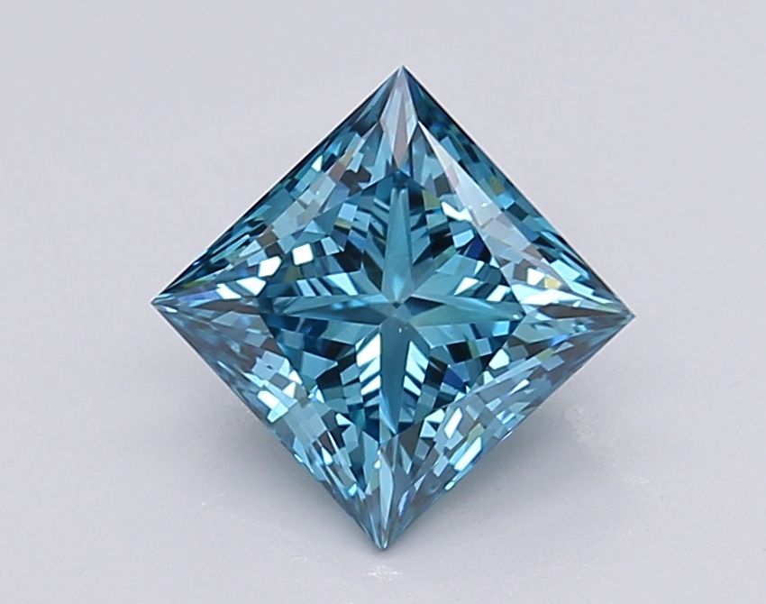 Lab-Grown Princess Diamond - 1.56 Carats, Fancy Vivid Blue Color, VS1 Clarity - Certified by IGI - Report Number: LG595381258