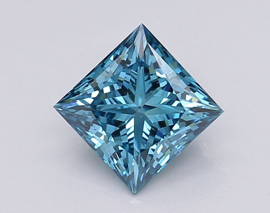 Lab-Grown Princess Diamond - 1.56 Carats, Fancy Vivid Blue Color, VS1 Clarity - Certified by IGI - Report Number: LG595381258