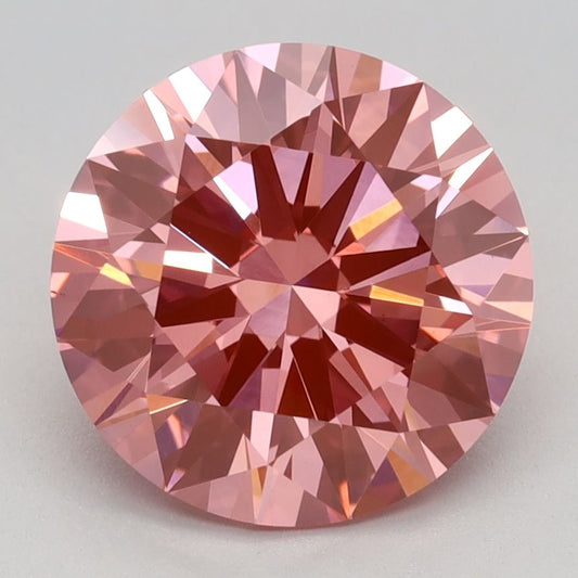 Lab-Grown Round Diamond - 2.58 Carats, Fancy Vivid Pink Color, VS1 Clarity - Certified by IGI - Report Number: LG647442694