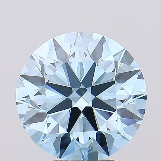 Lab-Grown Round Diamond - 5.0 Carats, Fancy Vivid Blue Color, VVS2 Clarity - Certified by IGI - Report Number: LG685576092