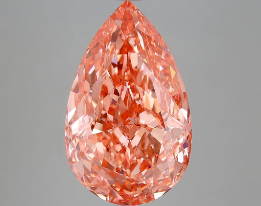 Lab-Grown Pear Diamond - 7.02 Carats, Fancy Vivid Pink Color, VVS2 Clarity - Certified by IGI - Report Number: LG667437870