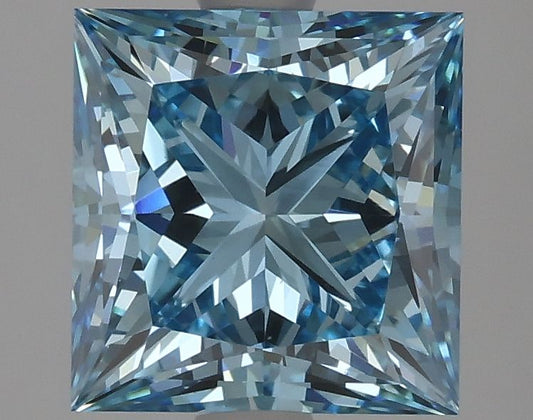 Lab-Grown Princess Diamond - 2.37 Carats, Fancy Vivid Blue Color, VS1 Clarity - Certified by IGI - Report Number: LG622493949