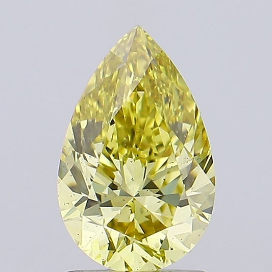 Lab-Grown Pear Diamond - 1.51 Carats, Fancy Intense Yellow Color, VS2 Clarity - Certified by IGI - Report Number: LG642497806