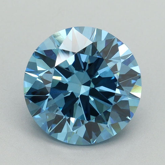 Lab-Grown Round Diamond - 3.0 Carats, Fancy Vivid Blue Color, VVS2 Clarity - Certified by IGI - Report Number: LG644491364