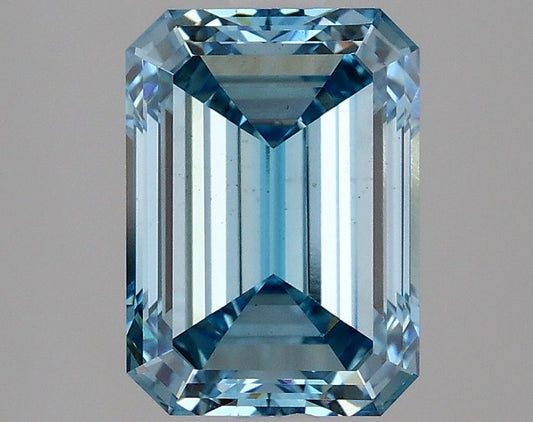 Lab-Grown Emerald Diamond - 2.98 Carats, Fancy Vivid Blue Color, VS1 Clarity - Certified by IGI - Report Number: LG634426634