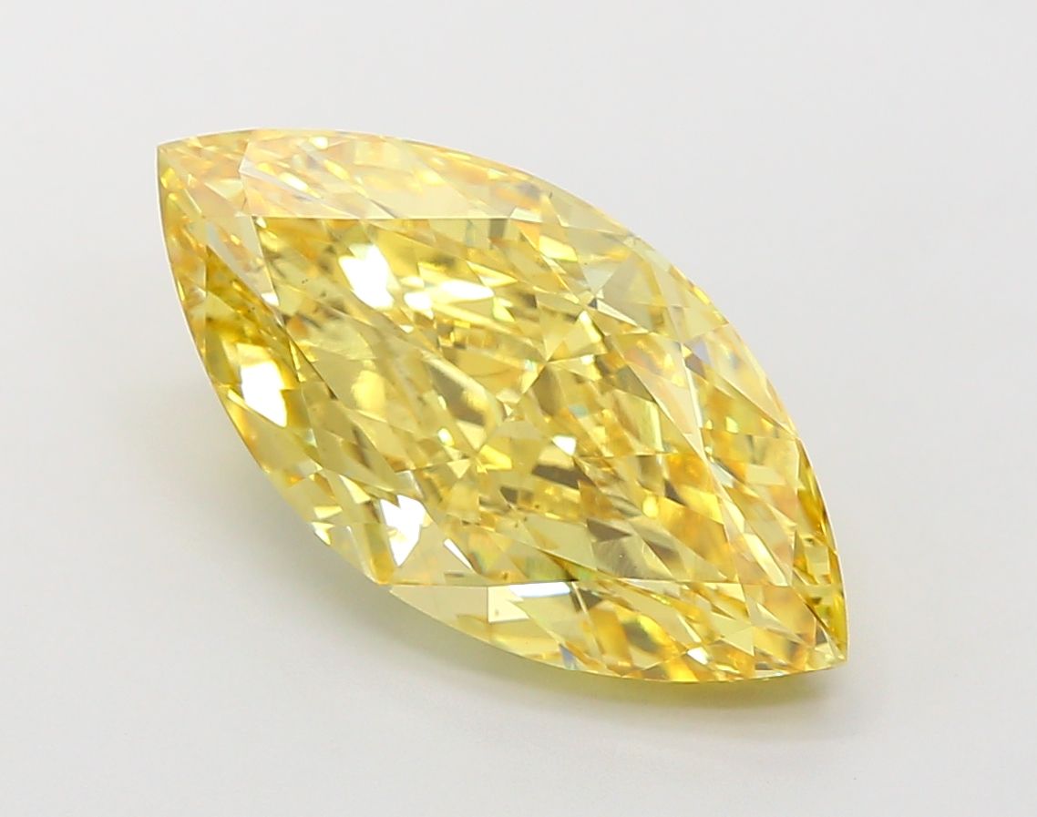 Lab-Grown Marquise Diamond - 6.01 Carats, Fancy Vivid Yellow Color, VS1 Clarity - Certified by IGI - Report Number: LG675514995