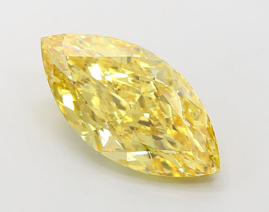 Lab-Grown Marquise Diamond - 6.01 Carats, Fancy Vivid Yellow Color, VS1 Clarity - Certified by IGI - Report Number: LG675514995