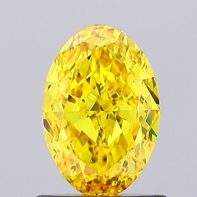 Lab-Grown Oval Diamond - 1.0 Carats, Fancy Vivid Yellow Color, VVS2 Clarity - Certified by IGI - Report Number: LG673415350