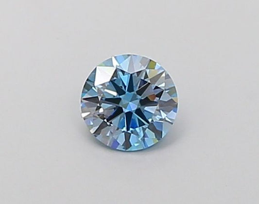 Lab-Grown Round Diamond - 0.46 Carats, Fancy Intense Blue Color, VVS2 Clarity - Certified by IGI - Report Number: LG677552136