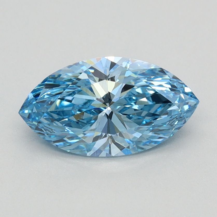 Lab-Grown Marquise Diamond - 0.8 Carats, Fancy Vivid Blue Color, VVS2 Clarity - Certified by IGI - Report Number: LG626424714